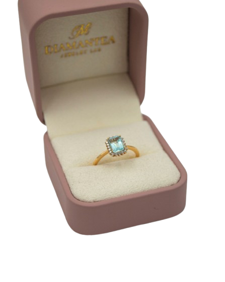 Aquamarine Yellow Gold Ring