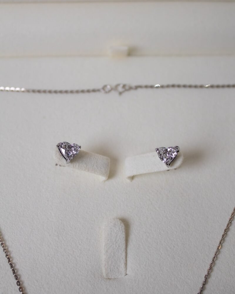 Heart-shaped Diamond Chain & Earring Set